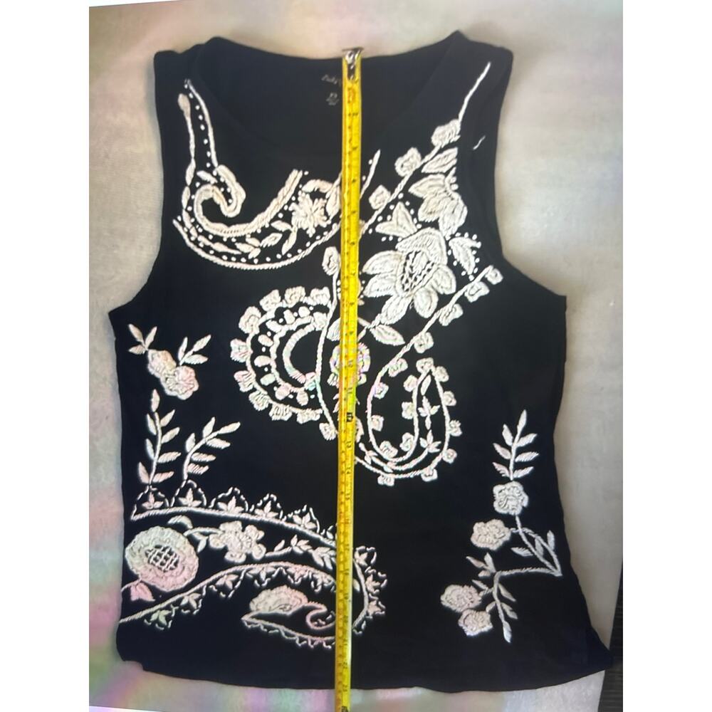 Lucky Brand Floral Embroidered Blue/White Tank Top XS Dopamine Boho Festival - Picture 9 of 10